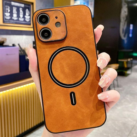 Lambskin Faux Leather Magnetic Phone Case, For iPhone 14, For iPhone 14 Pro, For iPhone 14 Pro Max, For iPhone 13 Pro Max, For iPhone 13 Pro, For iPhone 13, For iPhone 12, For iPhone 12 Pro Max