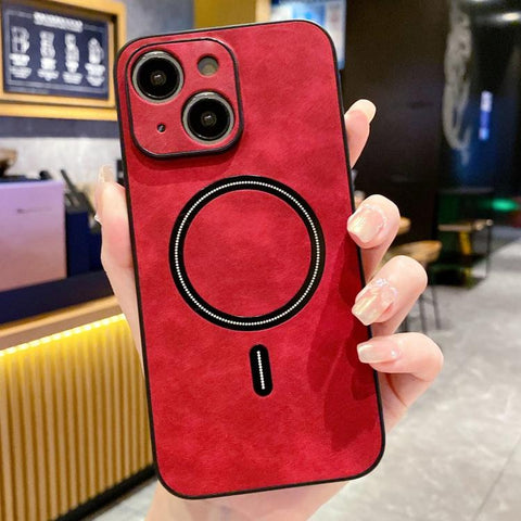 Lambskin Faux Leather Magnetic Phone Case, For iPhone 14, For iPhone 14 Pro, For iPhone 14 Pro Max, For iPhone 13 Pro Max, For iPhone 13 Pro, For iPhone 13, For iPhone 12, For iPhone 12 Pro Max