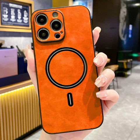 Lambskin Faux Leather Magnetic Phone Case, For iPhone 14, For iPhone 14 Pro, For iPhone 14 Pro Max, For iPhone 13 Pro Max, For iPhone 13 Pro, For iPhone 13, For iPhone 12, For iPhone 12 Pro Max