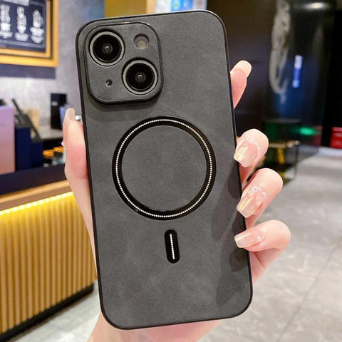 Lambskin Faux Leather Magnetic Phone Case, For iPhone 16 Pro, For iPhone 16 Plus, For iPhone 16, For iPhone 15 Pro Max, For iPhone 15 Pro, For iPhone 15 Plus, For iPhone 15, For iPhone 14 Plus