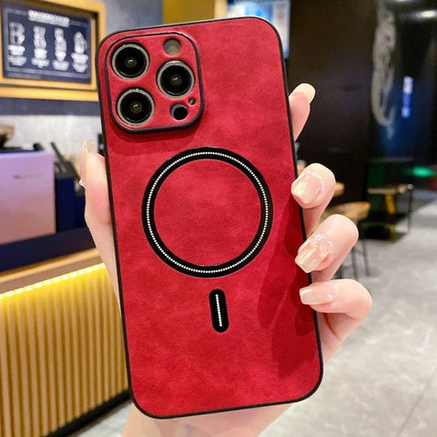 Lambskin Faux Leather Magnetic Phone Case, For iPhone 16 Pro, For iPhone 16 Plus, For iPhone 16, For iPhone 15 Pro Max, For iPhone 15 Pro, For iPhone 15 Plus, For iPhone 15, For iPhone 14 Plus
