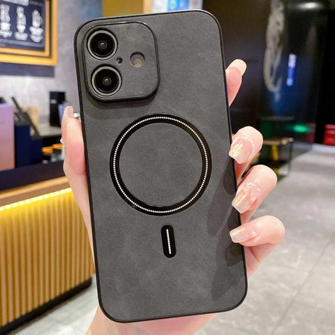 Lambskin Faux Leather Magnetic Phone Case, For iPhone 16 Pro, For iPhone 16 Plus, For iPhone 16, For iPhone 15 Pro Max, For iPhone 15 Pro, For iPhone 15 Plus, For iPhone 15, For iPhone 14 Plus
