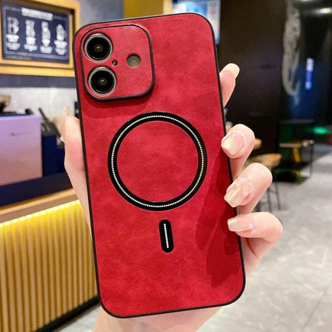 Lambskin Faux Leather Magnetic Phone Case, For iPhone 16 Pro, For iPhone 16 Plus, For iPhone 16, For iPhone 15 Pro Max, For iPhone 15 Pro, For iPhone 15 Plus, For iPhone 15, For iPhone 14 Plus