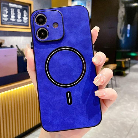 Lambskin Faux Leather Magnetic Phone Case, For iPhone 16 Pro, For iPhone 16 Plus, For iPhone 16, For iPhone 15 Pro Max, For iPhone 15 Pro, For iPhone 15 Plus, For iPhone 15, For iPhone 14 Plus