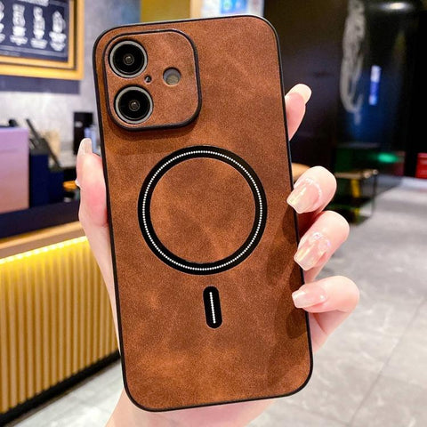 Lambskin Faux Leather Magnetic Phone Case, For iPhone 16 Pro, For iPhone 16 Plus, For iPhone 16, For iPhone 15 Pro Max, For iPhone 15 Pro, For iPhone 15 Plus, For iPhone 15, For iPhone 14 Plus