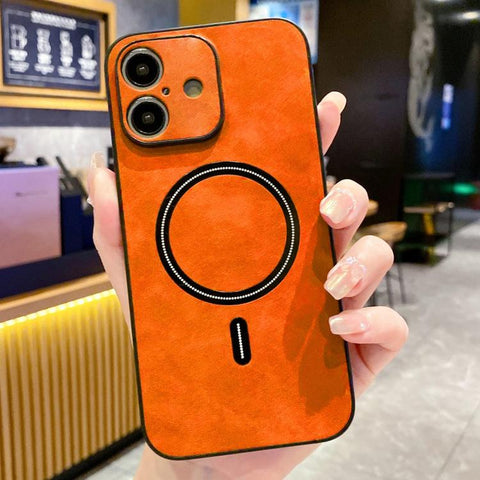 Lambskin Faux Leather Magnetic Phone Case, For iPhone 16 Pro, For iPhone 16 Plus, For iPhone 16, For iPhone 15 Pro Max, For iPhone 15 Pro, For iPhone 15 Plus, For iPhone 15, For iPhone 14 Plus