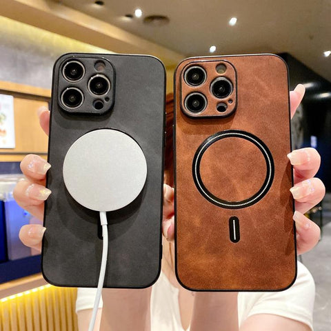 Lambskin Faux Leather Magnetic Phone Case, For iPhone 12 Pro, For iPhone 11 Pro Max, For iPhone 11, For iPhone 11 Pro