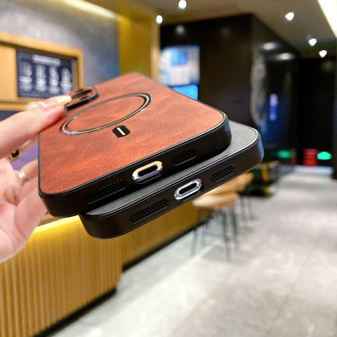 Lambskin Faux Leather Magnetic Phone Case, For iPhone 16 Pro, For iPhone 16 Plus, For iPhone 16, For iPhone 15 Pro Max, For iPhone 15 Pro, For iPhone 15 Plus, For iPhone 15, For iPhone 14 Plus