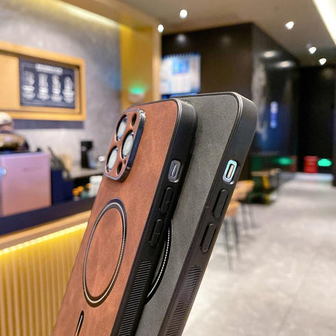 Lambskin Faux Leather Magnetic Phone Case, For iPhone 14, For iPhone 14 Pro, For iPhone 14 Pro Max, For iPhone 13 Pro Max, For iPhone 13 Pro, For iPhone 13, For iPhone 12, For iPhone 12 Pro Max