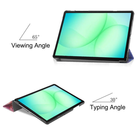 Custer Painted 3-Fold Holder Leather Smart Tablet Case, For Samsung Galaxy Tab A11+ / A9+