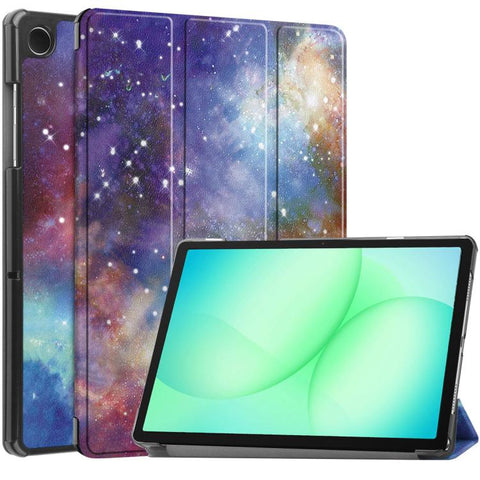 Custer Painted 3-Fold Holder Leather Smart Tablet Case, For Samsung Galaxy Tab A11+ / A9+