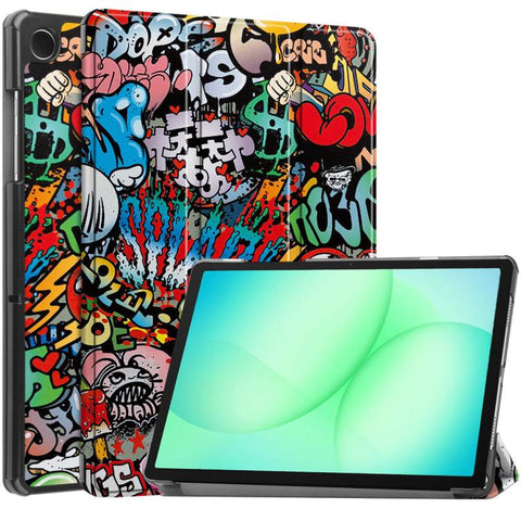 Custer Painted 3-Fold Holder Leather Smart Tablet Case, For Samsung Galaxy Tab A11+ / A9+