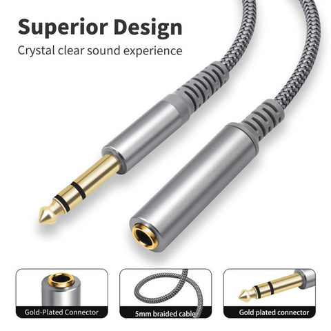 6.35mm 1/4 inch TRS Male to Female Stereo Extension Cable, 2m, 3m, 4.5m, 6m