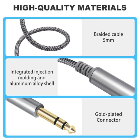 6.35mm 1/4 inch TRS Male to Female Stereo Extension Cable, 2m, 3m, 4.5m, 6m