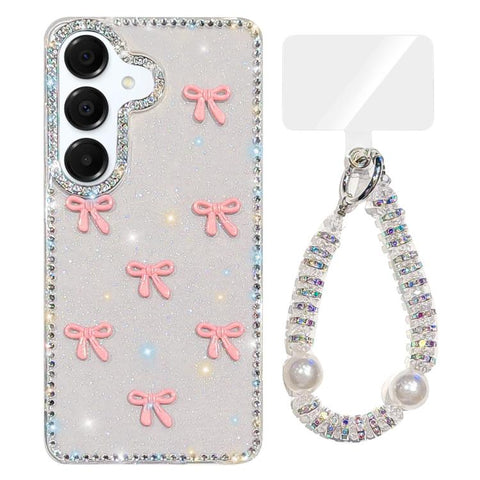 Sparkling IMD Colorful Bow Phone Case with Bracelet, For Samsung Galaxy A35 5G