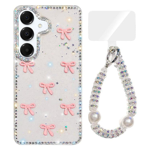 Sparkling IMD Colorful Bow Phone Case with Bracelet, For Samsung Galaxy A35 5G