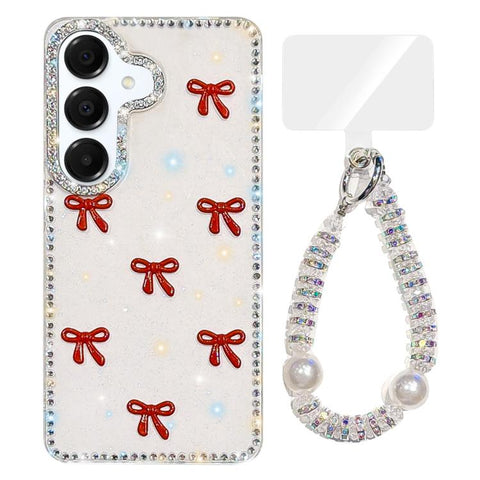 Sparkling IMD Colorful Bow Phone Case with Bracelet, For Samsung Galaxy A35 5G