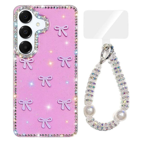 Sparkling IMD Colorful Bow Phone Case with Bracelet, For Samsung Galaxy A35 5G