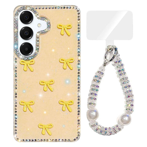 Sparkling IMD Colorful Bow Phone Case with Bracelet, For Samsung Galaxy A35 5G