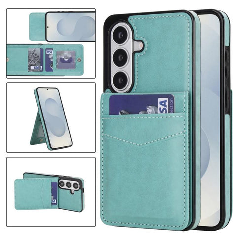 Solid Color Card Slots Bracket PU Phone Case, For Samsung Galaxy S26+ 5G, For Samsung Galaxy S26 Ultra 5G, For Samsung Galaxy S26 5G