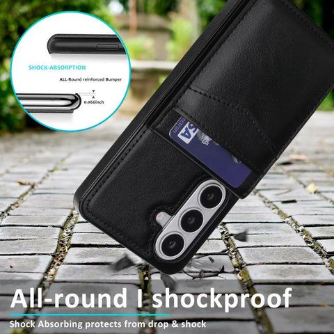 Solid Color Card Slots Bracket PU Phone Case, For Samsung Galaxy S26+ 5G, For Samsung Galaxy S26 Ultra 5G, For Samsung Galaxy S26 5G