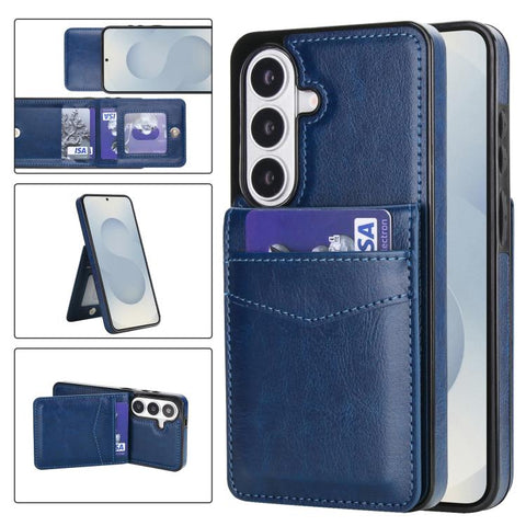 Solid Color Card Slots Bracket PU Phone Case, For Samsung Galaxy S26+ 5G, For Samsung Galaxy S26 Ultra 5G, For Samsung Galaxy S26 5G