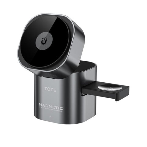 TOTU CW-10-W Wireless Charging Station 3 in 1 Rotating Magnetic Charger Dock for Phone Earbuds Watch, CW-10-W