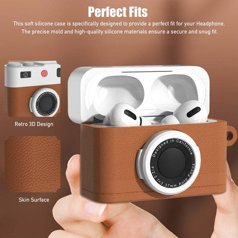XDcase Retro Camera Style Silicone Earbuds Case, For AirPods 5 / 4, For AirPods Pro 3, For AirPods Pro 2