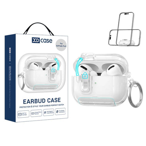 XDcase Clear TPU Auto Pop-Up Earbud Case with Holder, For AirPods 5 / 4, For AirPods Pro 3, For AirPods Pro 2