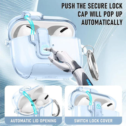 XDcase Clear TPU Auto Pop-Up Earbud Case with Holder, For AirPods 5 / 4, For AirPods Pro 3, For AirPods Pro 2