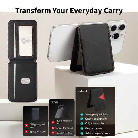 ESEBLE S2 Faux Leather Texture Magnetic RFID Mobile Phone Card Slots Holder