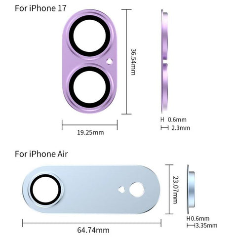 XDcase 5pcs Armor Full-Coverage Frosted Metal Camera Lens Ring Film, For iPhone 17