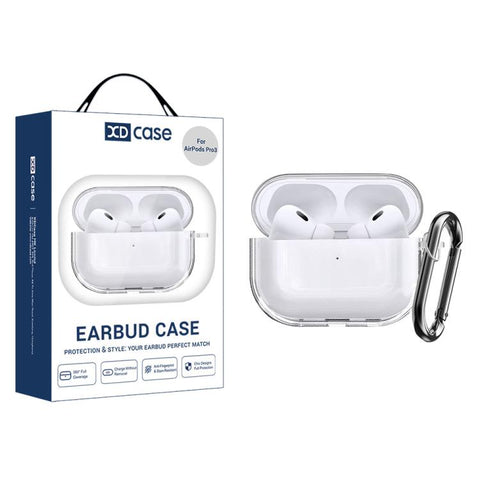 XDcase Transparent TPU Earbud Protective Case with Carabiner, For AirPods 5 / 4, For AirPods Pro 3, For AirPods Pro 2 / 1