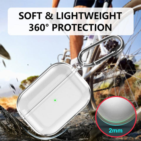 XDcase Transparent TPU Earbud Protective Case with Carabiner, For AirPods 5 / 4, For AirPods Pro 3, For AirPods Pro 2 / 1