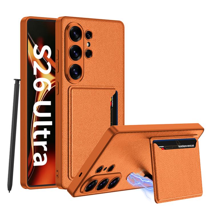 GKK Ultra-thin Leather Card Slots Phone Case With Magnetic Holder, For Samsung Galaxy S26 Ultra 5G