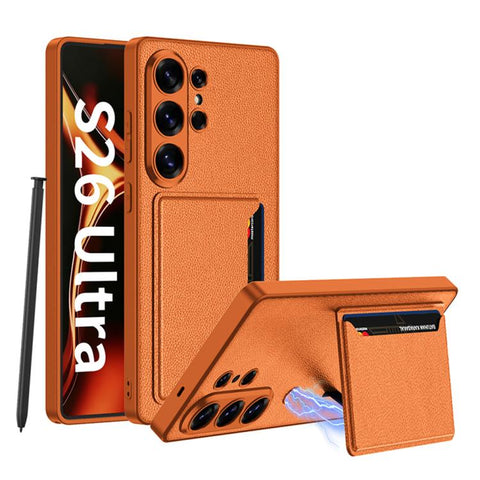GKK Ultra-thin Leather Card Slots Phone Case With Magnetic Holder, For Samsung Galaxy S26 Ultra 5G