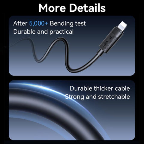 USAMS SJ781 U94 USB-C / Type-C to 8 Pin PD30W Fast Charging Data Cable, 1m