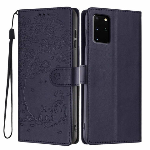 Tree Cat Embossed Flip Vegan Leather Phone Case, For Samsung Galaxy Note20, For Samsung Galaxy Note20 Ultra, For Samsung Galaxy S20 Ultra, For Samsung Galaxy S20, For Samsung Galaxy S20+