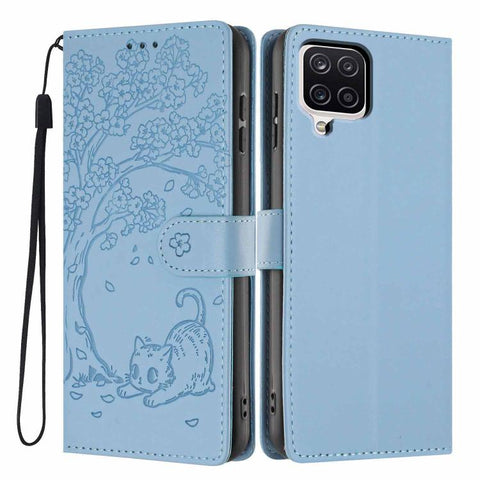 Tree Cat Embossed Flip Vegan Leather Phone Case, For Samsung Galaxy M36 5G, For Samsung Galaxy M56 5G, For Samsung Galaxy M16 5G, For Samsung Galaxy M06 5G, For Samsung Galaxy M53, For Samsung Galaxy M33 5G