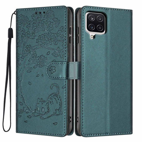Tree Cat Embossed Flip Vegan Leather Phone Case, For Samsung Galaxy M36 5G, For Samsung Galaxy M56 5G, For Samsung Galaxy M16 5G, For Samsung Galaxy M06 5G, For Samsung Galaxy M53, For Samsung Galaxy M33 5G