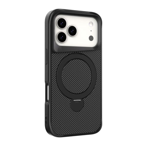Carbon Fiber Texture 360 MagSafe Holder Phone Case, For iPhone 18 Pro Max / 17 Pro Max