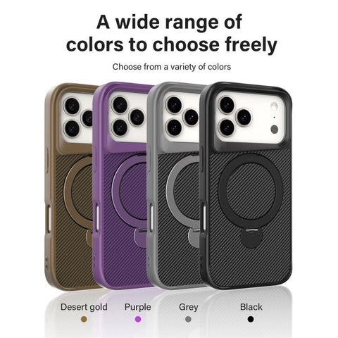 Carbon Fiber Texture 360 MagSafe Holder Phone Case, For iPhone 18 Pro Max / 17 Pro Max