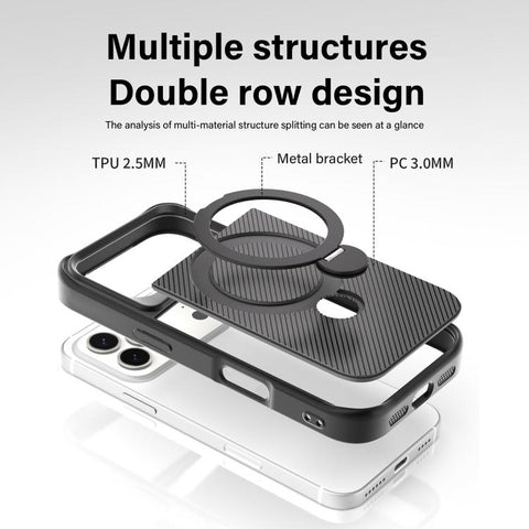 Carbon Fiber Texture 360 MagSafe Holder Phone Case, For iPhone 18 Pro Max / 17 Pro Max