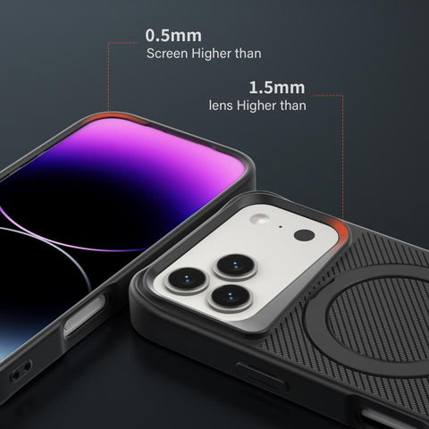 Carbon Fiber Texture 360 MagSafe Holder Phone Case, For iPhone 18 Pro Max / 17 Pro Max