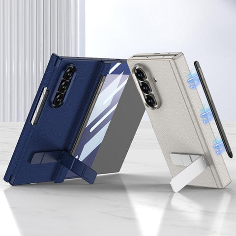 GKK Magnetic Folding Leather One-Line Rotating Holder Phone Case with Magnetic Stylus, For Samsung Galaxy Z TriFold