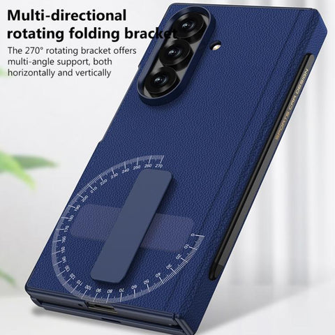 GKK Magnetic Folding Leather One-Line Rotating Holder Phone Case with Magnetic Stylus, For Samsung Galaxy Z TriFold
