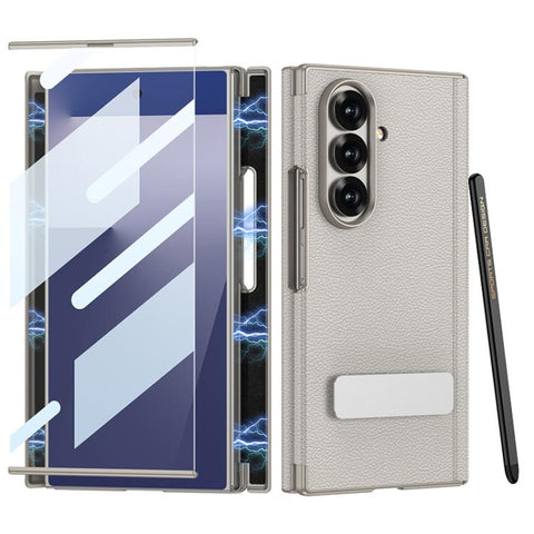 GKK Magnetic Folding Leather One-Line Rotating Holder Phone Case with Magnetic Stylus, For Samsung Galaxy Z TriFold