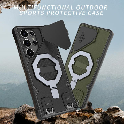 Camera Shield Armor MagSafe Holder Phone Case with Strap, For Samsung Galaxy S25 Ultra 5G
