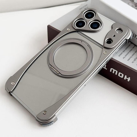 Weasel Original Color Metal Frameless 360 Rotation Holder Magnetic Phone Case, For iPhone 17 Pro Max, For iPhone 17 Pro
