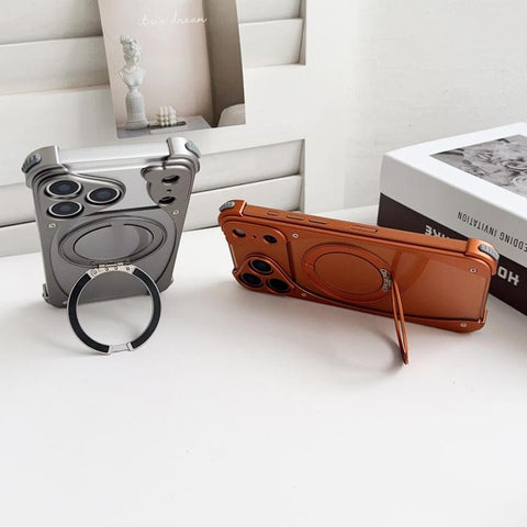 Weasel Original Color Metal Frameless 360 Rotation Holder Magnetic Phone Case, For iPhone 17 Pro Max, For iPhone 17 Pro